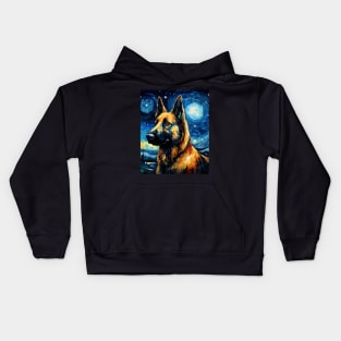 German Shepherd Night Kids Hoodie